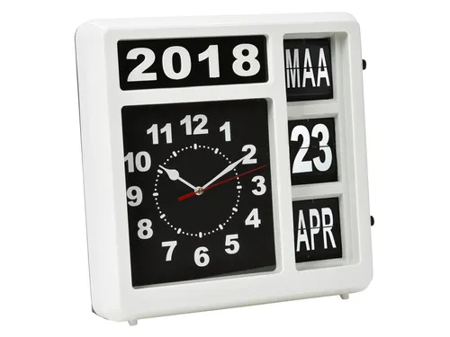Wandklok Perel analoog 310x310mm nederlandse versie wit