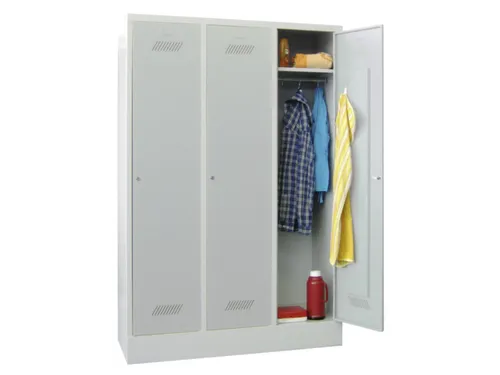 lockerkast,HxBxD 1850x1200x500mm,3vak,RAL7035,front RAL7035