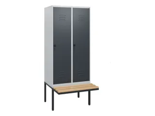 locker met bank,HxBxD 1950x800x815mm,2vak,vak B 400mm,draaigrendel - 1