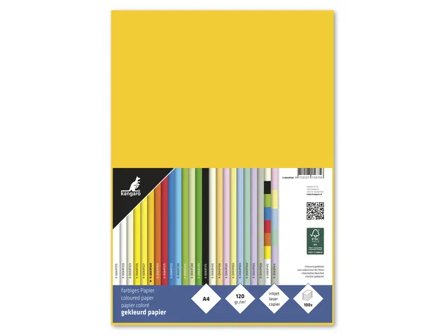 Papier Kangaro A4 120grs goudgeel pak 100 vel