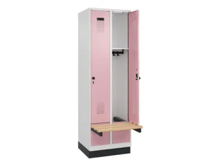 locker met bank,HxBxD 1950x600x815mm,2vak,vak B 300mm,draaigrendel - 1
