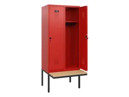 locker met bank,HxBxD 1950x800x815mm,2vak,vak B 400mm,draaigrendel