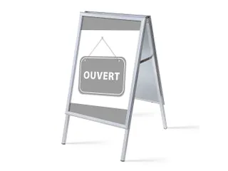 Stoepbord A1 complete set met print "OUVERT" Grijs - 1