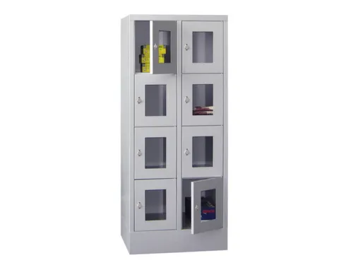 lockerkast,HxBxD 1518x600x500mm,2x4vakken,RAL7035,front RAL7016