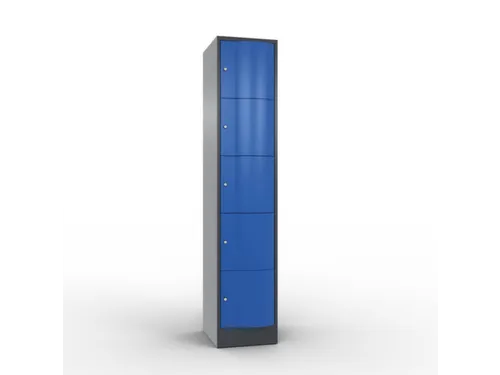 lockerkast,HxBxD 1950x396x540mm,1x5vakken,romp RAL7021,front RAL5010