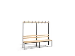 Omkleedbank L 1960Mm Houten Zitlatten Enkelzijdige Hakenlijst Ral7021
