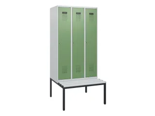 locker met bank,HxBxD 1950x900x815mm,3vak,vak B 300mm,cilinderslot - 2