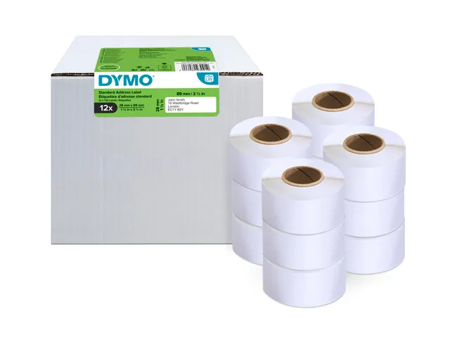 Etiket Dymo 99010 adressering 28x89mm 12 rollen á 130 stuks wit