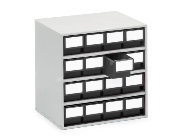 ESD-magazijnkast,HxBxD 395x400x300mm,16lade(n),laden zwart