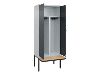 PBM-locker met bank,HxBxD 2120x800x815mm,2vak,vak B 400mm,draaigrendel - 2