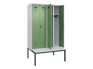 locker met bank,voor scheiding van kleding,HxBxD 2120x1200x815mm,4vak - 1