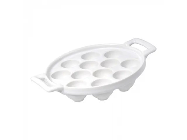 Slakkenschaaltje Porselein Wit 12 vaks met grepen