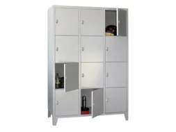 lockerkast,HxBxD 1850x1200x500mm,3x4vakken,RAL7035,front RAL5010