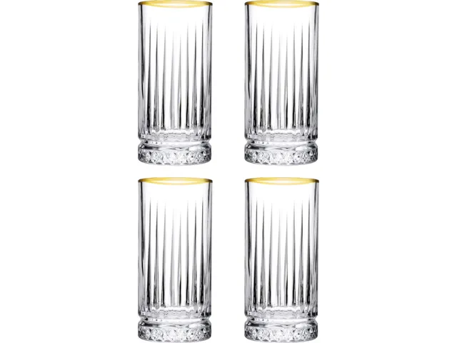 Pasabahce Longdrink Elysia 28 cl Transparant Goud 4 stuks