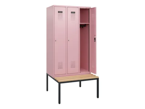 locker met bank,HxBxD 1950x900x815mm,3vak,vak B 300mm,cilinderslot
