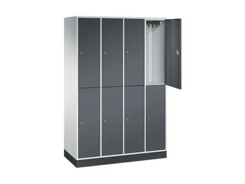 Dubbeldekse garderobekast,HxBxD 1950x1220x500mm,4x2vak.,vak B 260mm