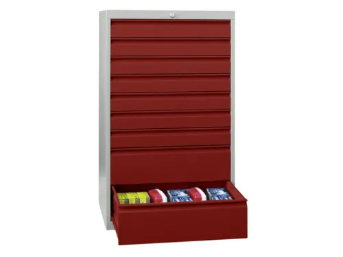 ladekast,HxBxD 1000x715x600mm,8lade(n),cil.-slot,RAL7035,front RAL3000