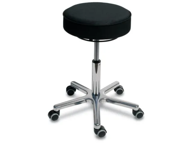Draaikruk met Wielen 460-590mm Zitting Kunstleer Zwart