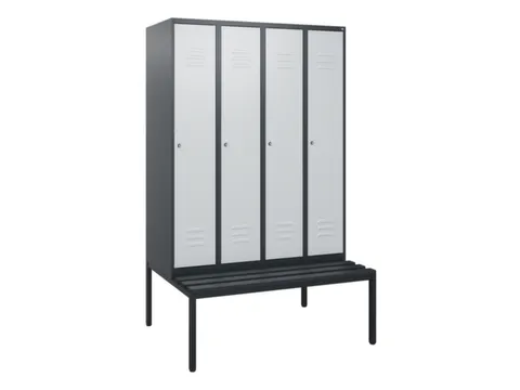 locker met bank,HxBxD 1950x1200x815mm,4vak,vak B 300mm,cil.-slot