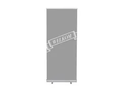 Roll-Banner 85x200 complete set met print "Welkom" Grijs