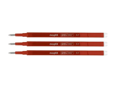 Gelschrijvervulling Online Magixx medium rood blister à 3 stuks