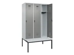 locker met bank,HxBxD 2120x1200x815mm,3vak,vak B 400mm,draaigrendel