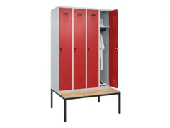 locker met bank,HxBxD 2120x1200x815mm,4vak,vak B 300mm,draaigrendel