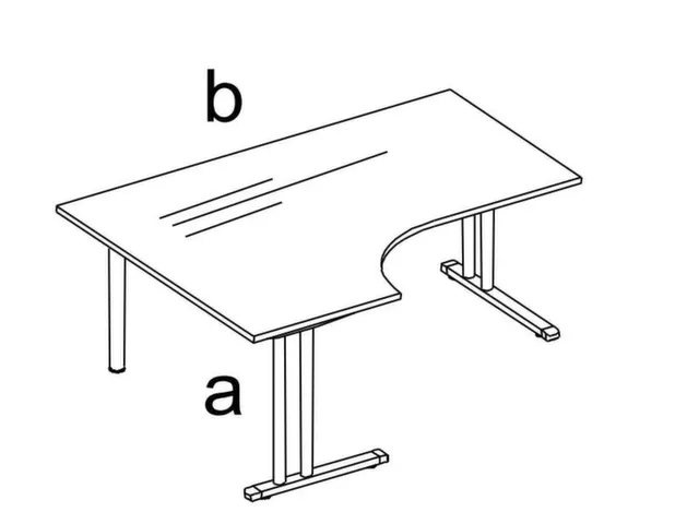 Bureau In Vrije Vorm Hxbxd 720x1600x1200mm Cc-Zwart C-voet