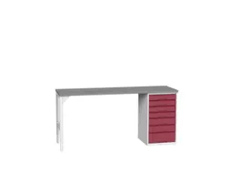 werkbank,HxBxD 930x2000x600mm,linoleumblad,2voeten/1container