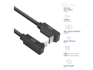 Kabel ACT USB-C hoek boven/beneden 10Gbps 2m - 2