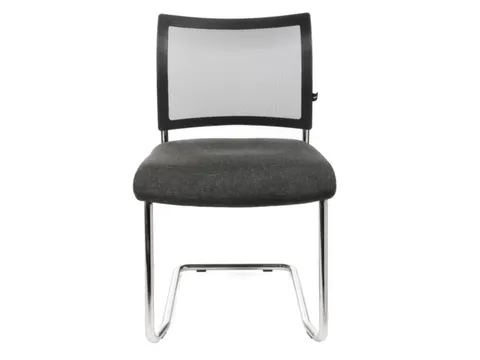 Bezoekersstoel Zitting Antraciet Stof Netrug Zwart Sledeframe