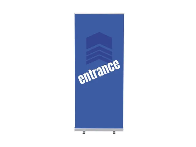 Roll-Banner 85x200 complete set met print "Entrance" Blauw
