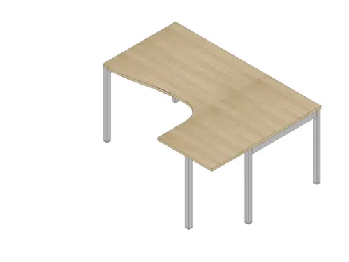 hoek-bureau,HxBxD 755x1600x1200mm,blad eiken,verdieping rechts