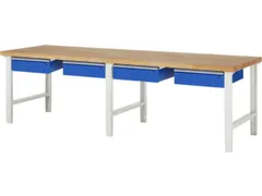 werkbank,HxBxD 790-1140x3000x900mm,beukblad,draagverm. 750kg