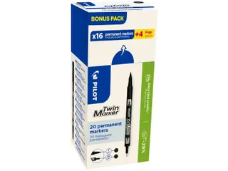 permanente marker Twin 16 + 4 stuks zwart - 1