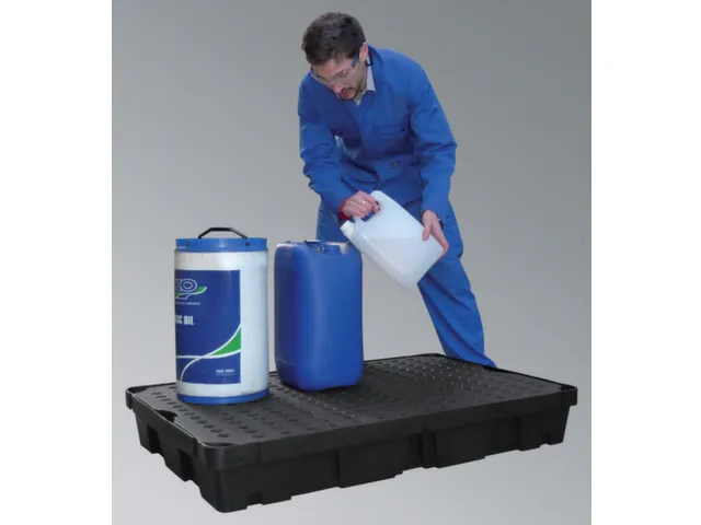 bac de rétention PE,p. bidons,vol. rétention 100l,HxlxP 175x1200x800