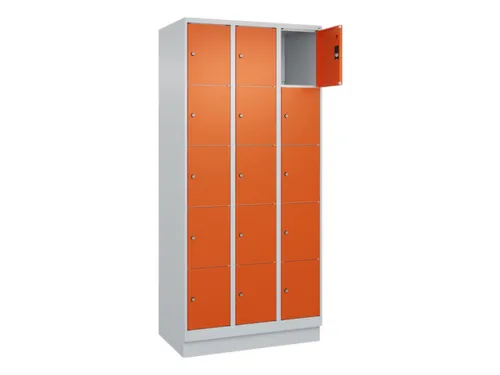 lockerkast,HxBxD 1950x900x500mm,3x5vakken,vak B 300mm,cil.-slot,sokkel