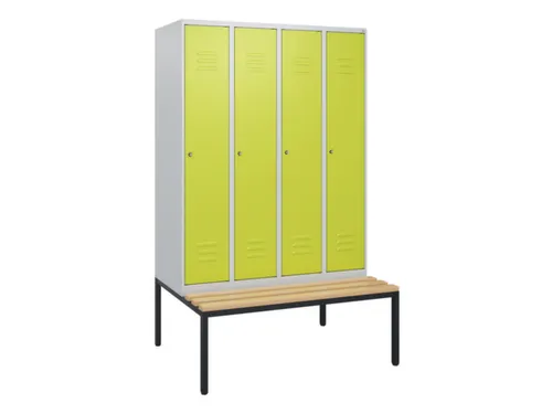 locker met bank,HxBxD 1950x1200x815mm,4vak,vak B 300mm,cil.-slot