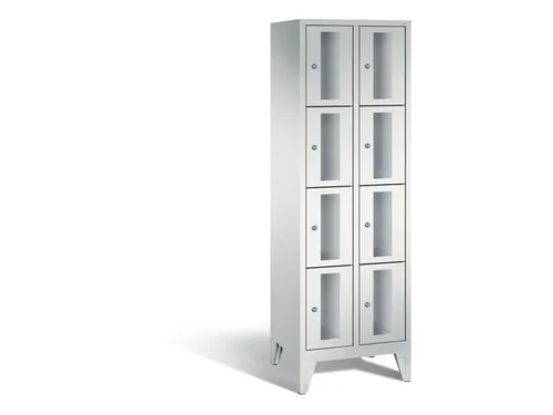 Lockerkast 1850x610x500mm 2x4 vakken Cilinderslot Poten, RAL7035