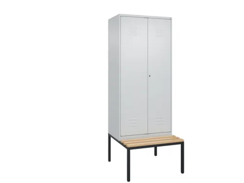PBM-locker met bank,HxBxD 2120x800x815mm,2vak,vak B 400mm,cil.-slot