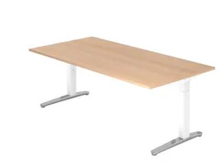In hoogte verstelbaar bureau,HxBxD 680-850x2000x1000mm,blad eiken - 1