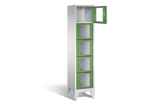 Lockerkast 1850x420x500mm 1x5 vakken Cilinderslot Poten, RAL6011