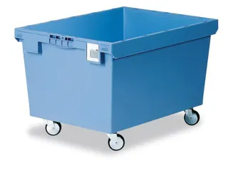 Mobiele Opslagbak Hoekig Pp 423x800x600mm 114 liter Open Wielen Blauw - 1