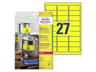 Avery Zweckform Ultra sterk etiket L6105-20 63.5x29.6mm Geel 540 stuks - 1