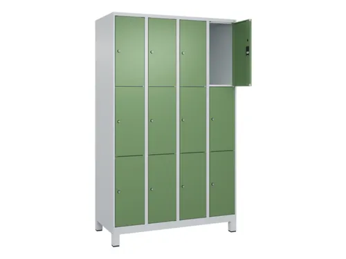 lockerkast,HxBxD 1950x1200x500mm,4x3vakken,vak B 300mm,cil.-slot