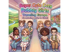 Kleurboek Cute Cozy Bubbly Girls Traveling