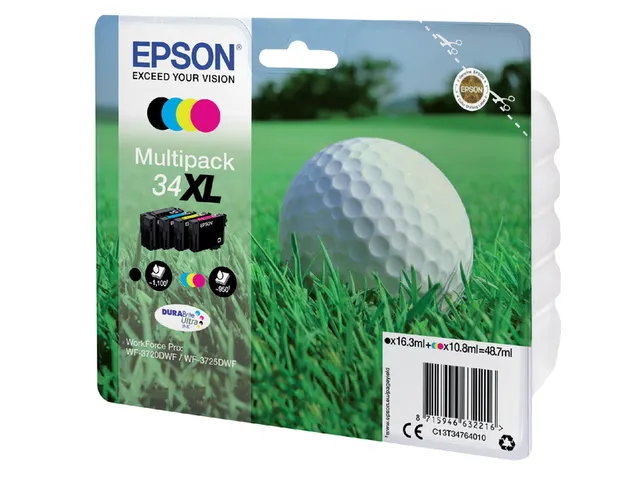 Inktcartridge Epson 34XL T3476 zwart + 3 kleuren C13T34764010
