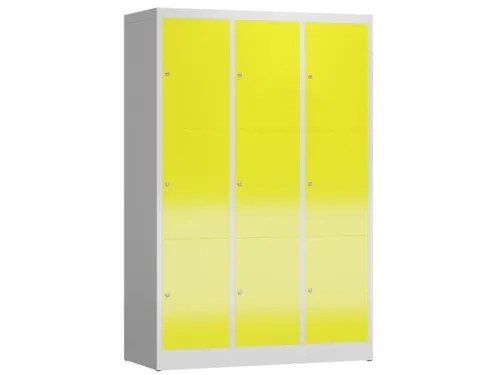 Lockerkast 1800x1185x500mm 3x3 vakken cilinderslot, sokkel, RAL1018
