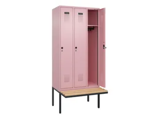 locker met bank,HxBxD 2120x900x815mm,3vak,vak B 300mm,draaigrendel - 2