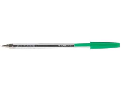 Q-connect Balpen met Dop 0,7mm Medium punt Groen 50 Stuks